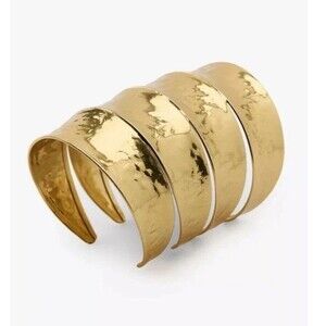 Zara Gold Textured Cylinder Arm Cuff Bracelet Jewelry 4340/004/303 New in Box